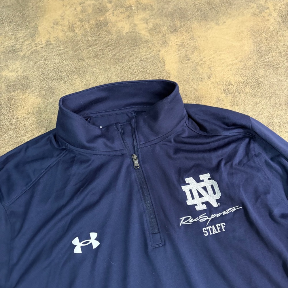 Under Armour Pullover Mens XL Blue Notre Dame RecSports Staff Quarter Zip 1512